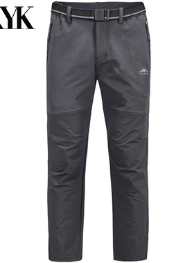 秋冬户外休闲裤男速干裤加厚宽松直筒长裤大码弹力跑步登山运动裤