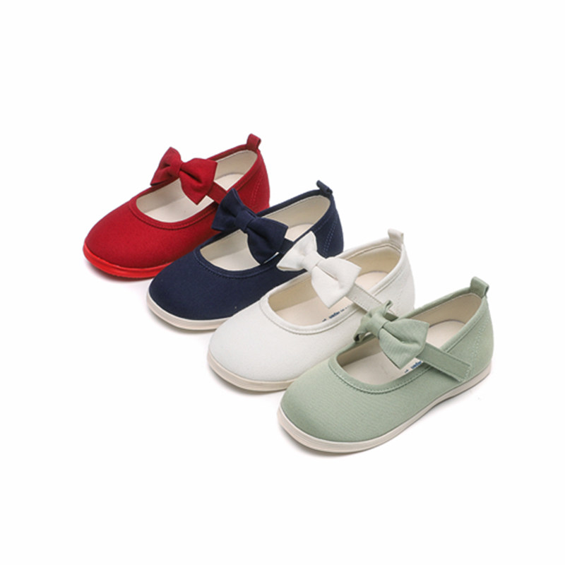 日本制bonbonbird女童帆布鞋 幼儿园入园入校室内鞋 蝴蝶结公主鞋