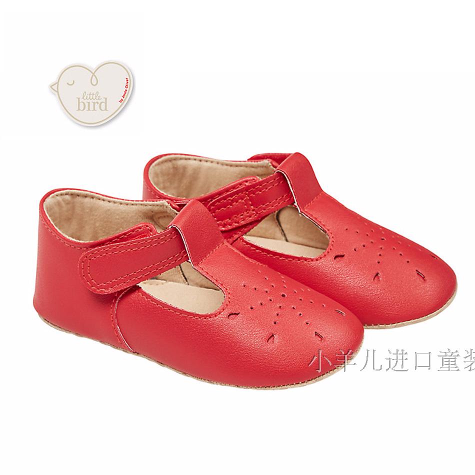 现货mothercare英国正品 女宝婴儿红色软皮镂空软底皮鞋学步鞋