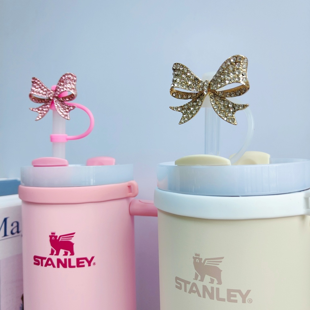 10mm合金蝴蝶结吸管帽适用Stanley水杯吸管盖保温杯吸管防尘帽