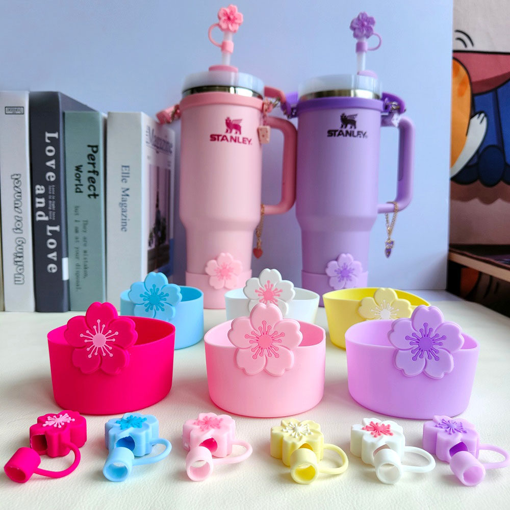 海棠花吸管帽杯底套适用Stanley保温杯底防磨保护套10MM吸管盖