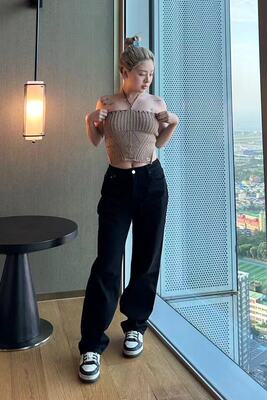 可什么乐辣 微胖小个子黑色中腰直筒长裤 神裤！！版型巨好！