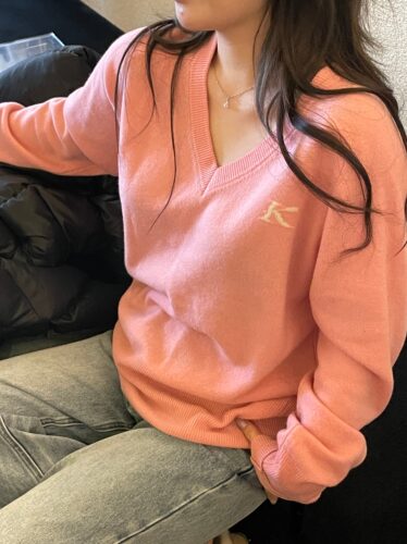 清仓不退不换可什么乐00%羊毛针织初恋V领毛衣超嫩粉显瘦百搭