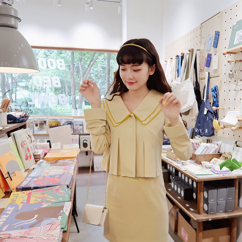 原创复古晚晚风甜美裙子两件套装图片