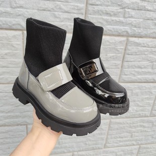 宝贝概念童鞋冬季新款男女童短靴子不加绒单靴马丁靴213788