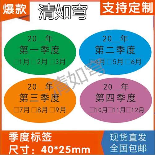 现货4025ＭＭ椭圆彩色季度不干胶