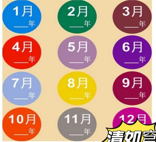 30mm月份贴纸圆形不干胶标签彩色自粘性标签贴1-12月