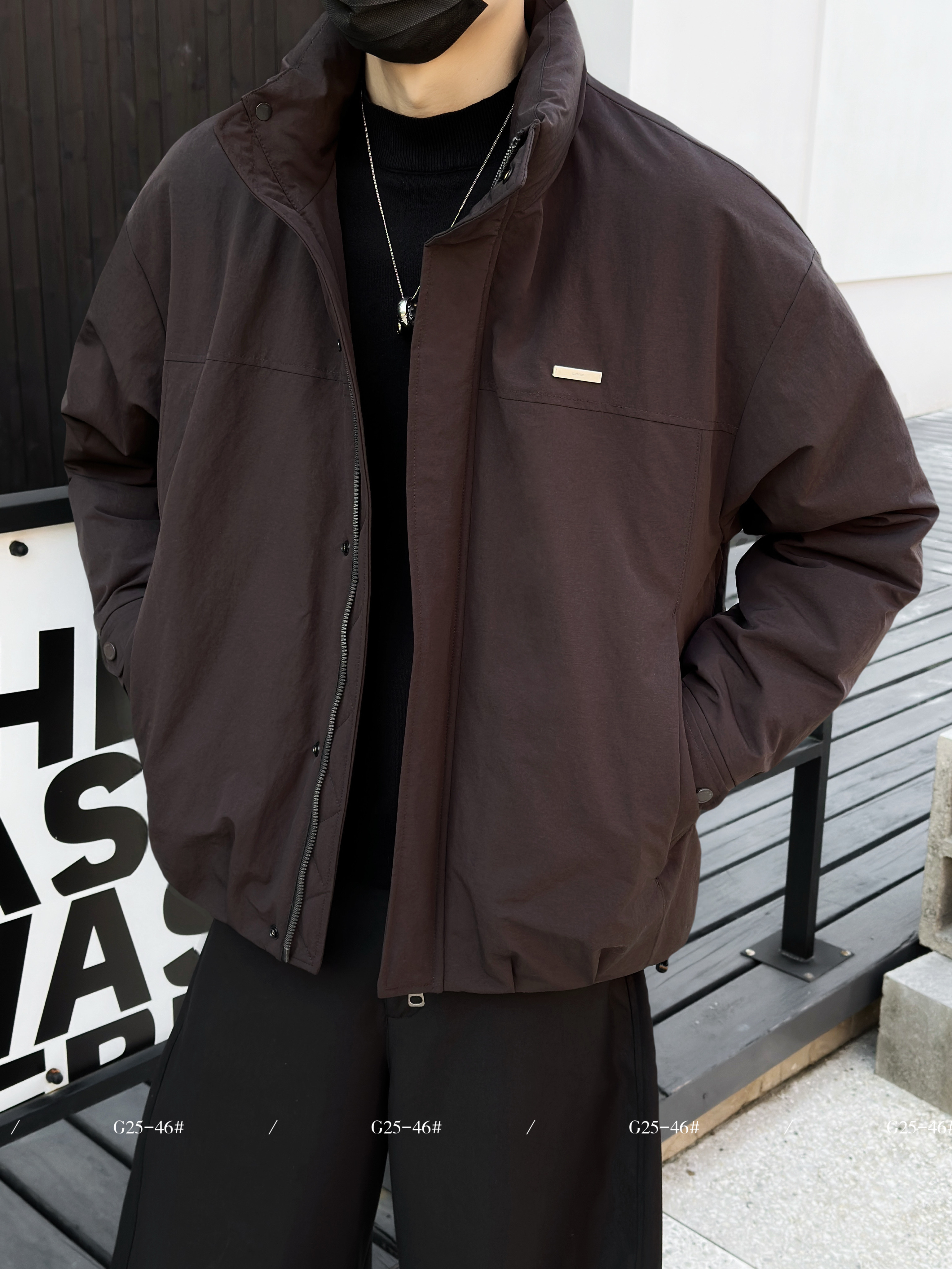 2025冬季新款美式复古潮牌高级感立领简约羽绒服衣服潮流休闲外套