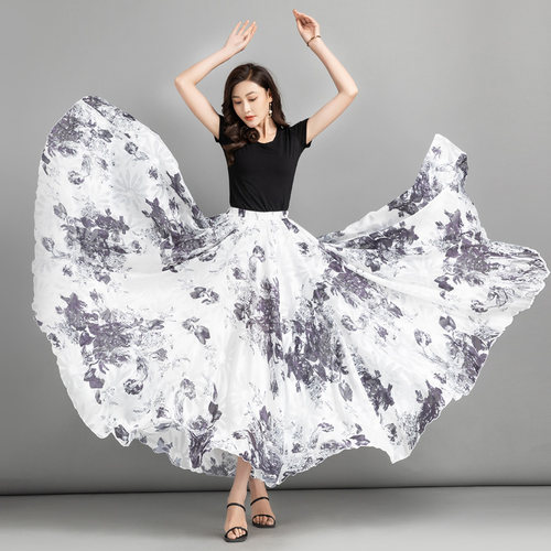 波西米亚仙气飘飘甜美半身长裙