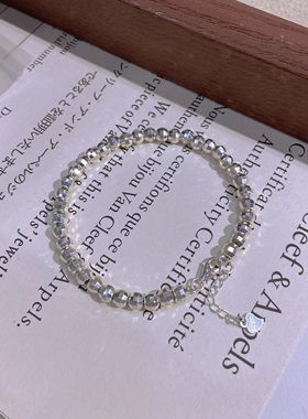 5mm蹦迪珠碎银子男女手链叠加闪亮镭射不带吊坠纯银高级感礼物