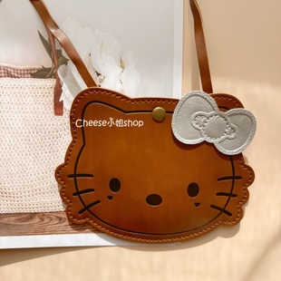 儿童包可爱hellokitty猫咪小挎包女宝宝卡通小皮包棕色斜挎零钱包