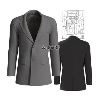 8-0007【原创纸样】男士双面羊绒外套纸样 西装款羊绒大衣短款图