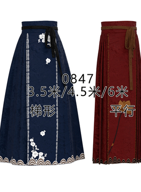 ZY-0847梯形马面裙纸样平行马面裙图纸两种选择1比13.5米4.5米6米