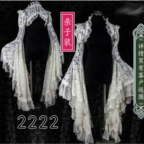 2222亲子装复古蕾丝款歌特风姬袖泡泡袖洛丽塔LOLITA小外套纸样