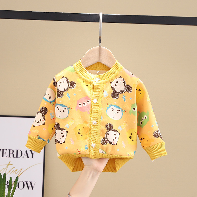 아동용 코트  용 스웨터 남아 및 여아 봄 가을 겨울 양털 긴팔 재킷 싱글 탑 베이비 가디건