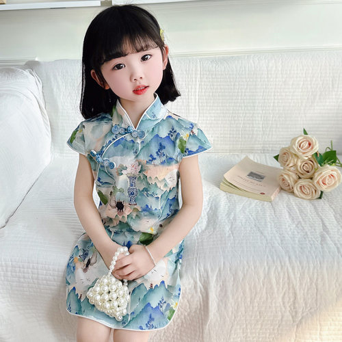 汉服女童连衣裙2026夏季新款儿童时髦旗袍裙宝宝洋气短袖公主裙子