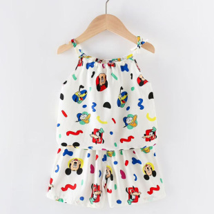 女童棉绸吊带套装夏季2026新款洋气时髦儿童韩版夏装女宝两件套装