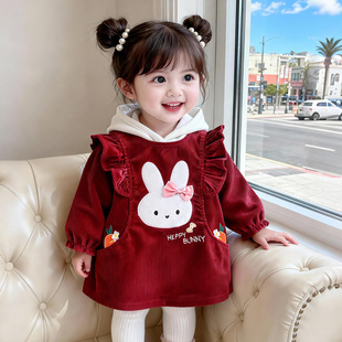 新款儿童罩衣防水防脏女宝宝罩衣外穿护衣女童冬季宝宝外出反穿衣