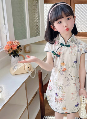 女童连衣裙春秋小孩中式旗袍汉服宝宝生日喜庆周岁礼服公主裙国风