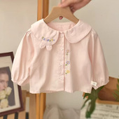 女孩娃娃领衬衣女宝春秋衣服儿童女上衣 女童碎花衬衫 2026新款 春季