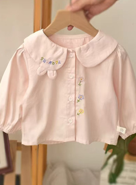 2026新款春季女童碎花衬衫女孩娃娃领衬衣女宝春秋衣服儿童女上衣