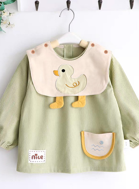 清仓特价亏本儿童罩衣男童防水围嘴可拆婴幼儿吃饭围兜宝宝秋冬