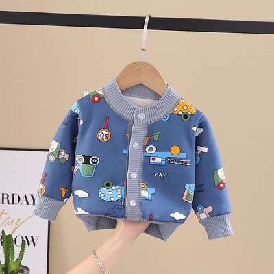 儿童开衫男童女小童宝宝加绒外套