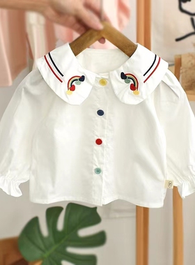 宝宝娃娃衫衬衣春装2026新款女童衬衫洋气时尚秋韩版长袖婴儿小衫