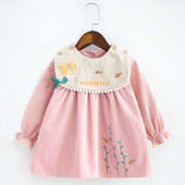 宝宝罩衣儿童防水防脏吃饭围兜婴儿饭兜女童倒褂反穿衣灯芯绒护衣