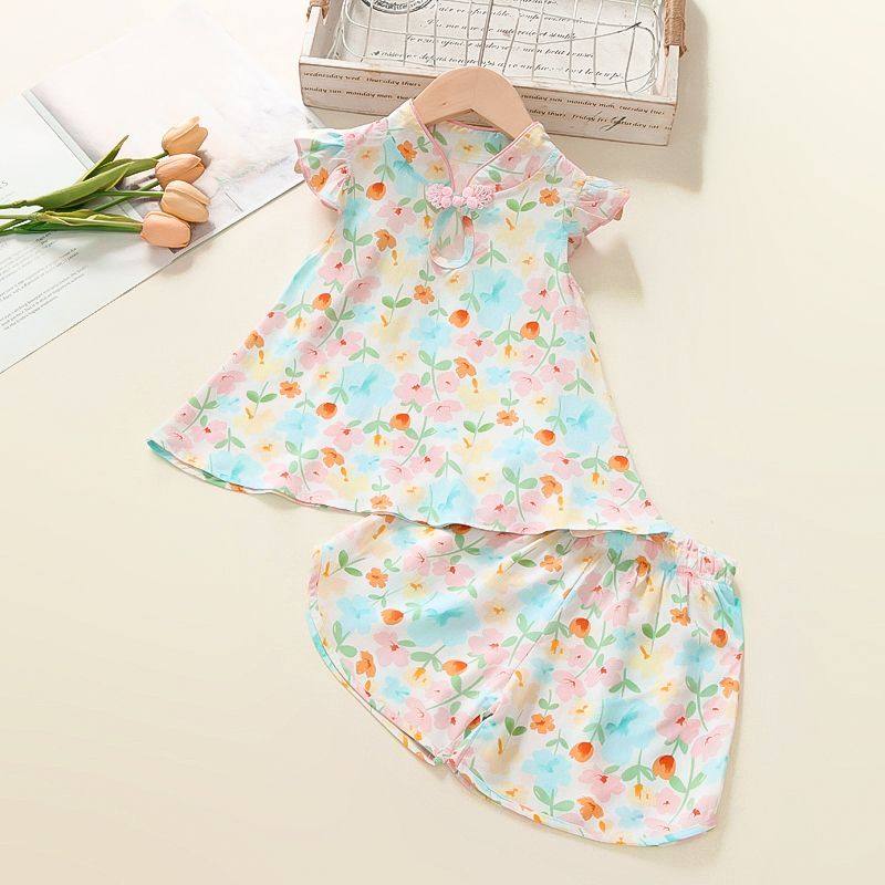 特价清仓夏装女童棉绸套装上衣裤子女宝宝人造棉背心短裤两件套装,童装/婴儿装/亲子装,套装,淘宝优惠券,粉丝福利购,淘宝优惠卷