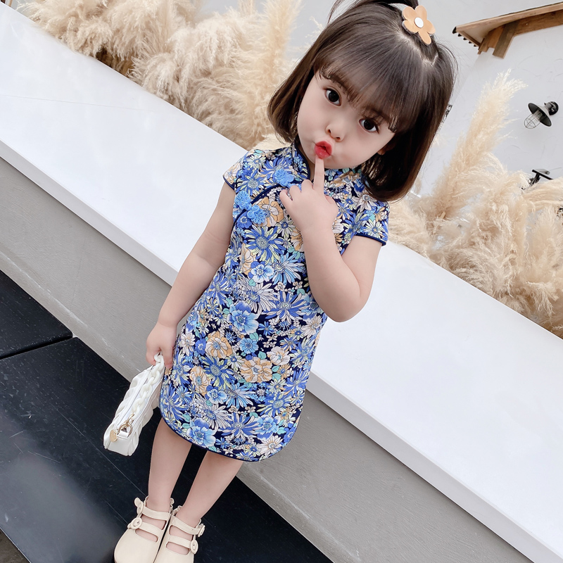 女童汉服夏装2022新款宝宝古装旗袍儿童中国风小童连衣裙演出服装