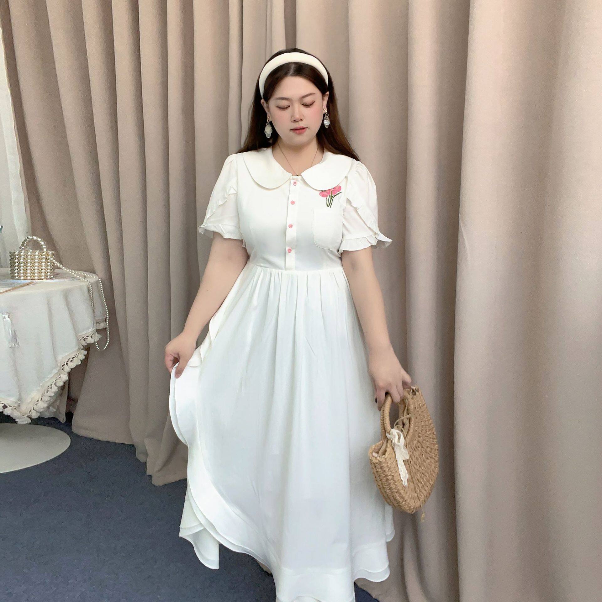初恋感温柔可爱法式仙女刺绣裙子图片