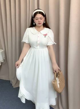 初恋感温柔可爱法式仙女刺绣裙子