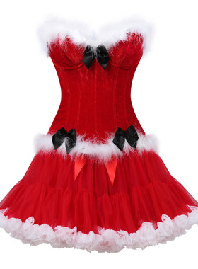 圣诞分体可爱大红色秋香新款塑型节日大码套装红色简约性感束身衣