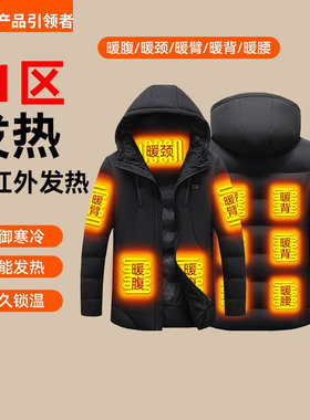 黑科技智能usb充电自加热羽绒棉服男女士保暖发热外套加厚防风衣