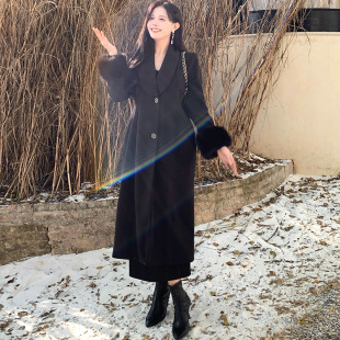 大码女装高级感长款毛呢外套韩版显瘦正肩秋冬收腰胖mm大衣气质冬