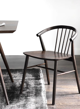 北欧英国设计表情ROOT新中式中古SABA进口橡木实木圈椅餐椅书房椅