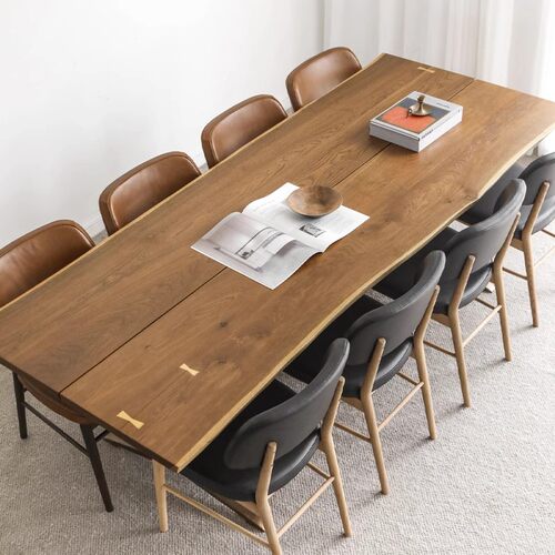 北欧中古英国设计MBOK表情餐桌进口橡木实原木自然边长方形西餐桌