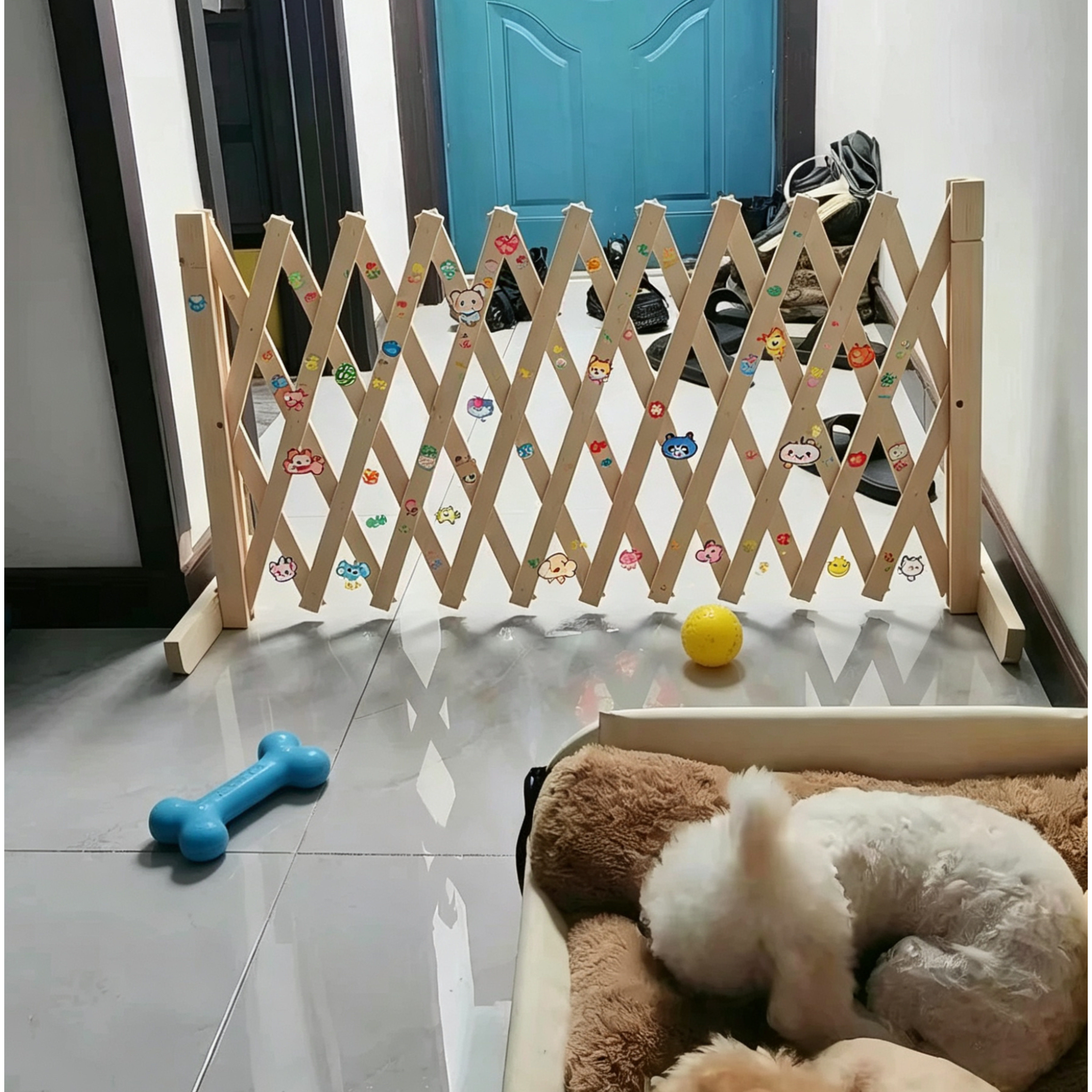 宠物围栏可伸缩门户外室内伸缩隔断拦猫拦狗栅栏挡板隔离门免打孔