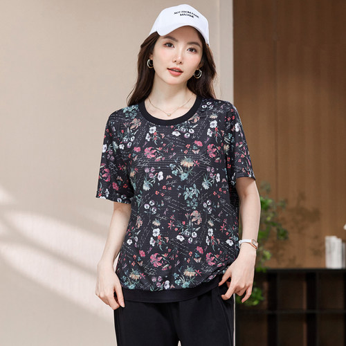 200斤胖mm夏装时尚休闲短袖T恤衫