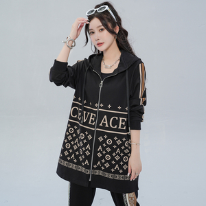 加肥加大码女装230斤胖mm秋装新品洋气时尚中长遮肉显瘦款外套