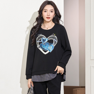 女装 休闲上衣胖mm宽松显瘦T恤衫 春装 200斤胖妹妹洋气时尚 新款 大码