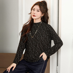 加肥加大码女装胖妹妹春装百搭时尚休闲上衣胖mm宽松显瘦长袖T恤