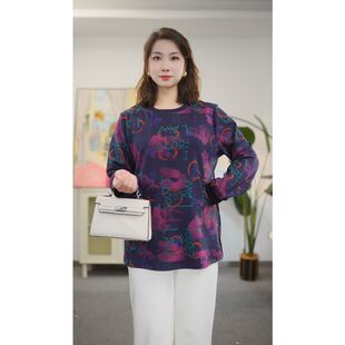 女装 打底衫 秋季 长袖 T恤200斤胖mm宽松显瘦休闲外穿上衣 新款 特大码