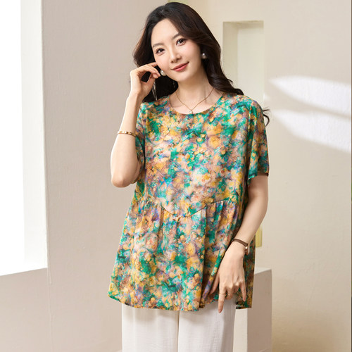 胖mm夏装宽松遮肉显瘦洋气T恤