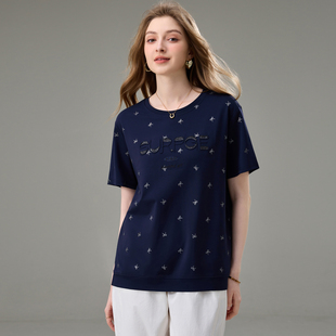 女装 速干T恤衫 夏装 上衣200斤胖mm宽松显瘦短袖 胖妹妹洋气时尚 大码