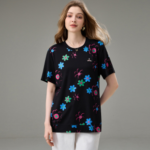 新款 夏季 胖妹妹洋气时尚 上衣胖mm宽松显瘦短袖 大码 速干T恤衫 女装