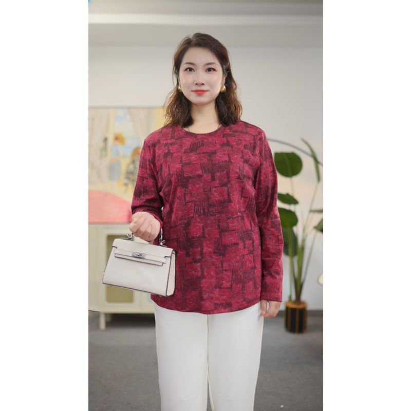 大码女装秋季新款长袖打底衫T恤200斤胖mm宽松显瘦休闲抗皱上衣春