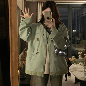 现货日系复古底特律夹克男女2025春秋冬潮牌学生翻领工装外套图片