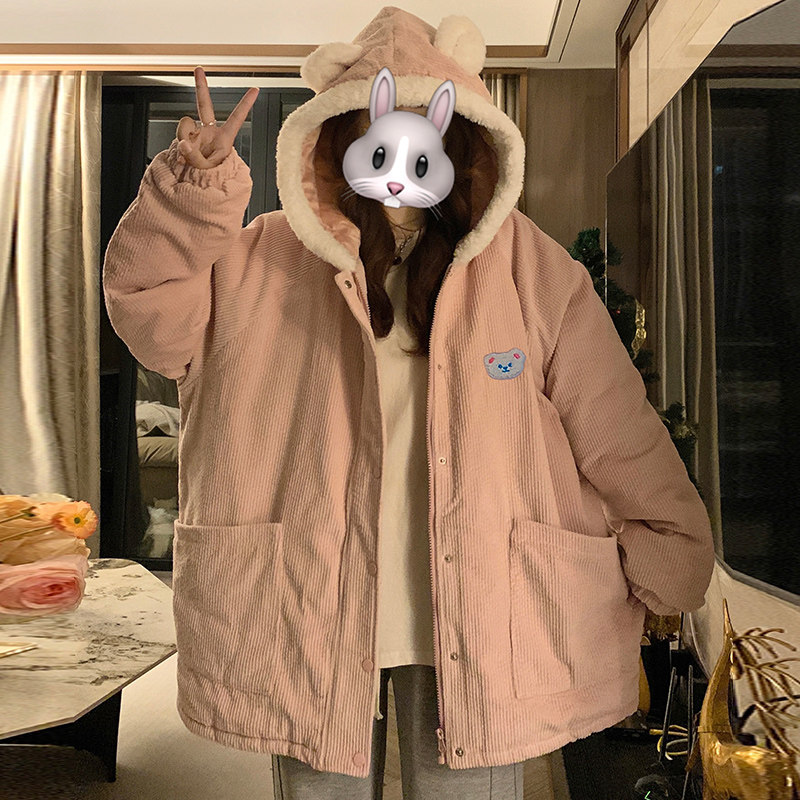 灯芯绒棉服外套女韩系温柔风奶fufu棉袄棉衣可爱小个子冬季,男装棉衣,电商A306-1